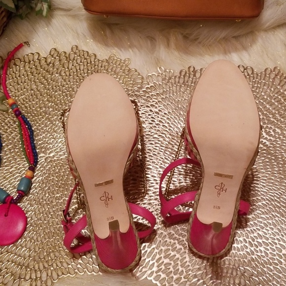 Cole Haan Ankle Strap Shrimp Vachetta Leather Heeled Sandals - Picture 6 of 8